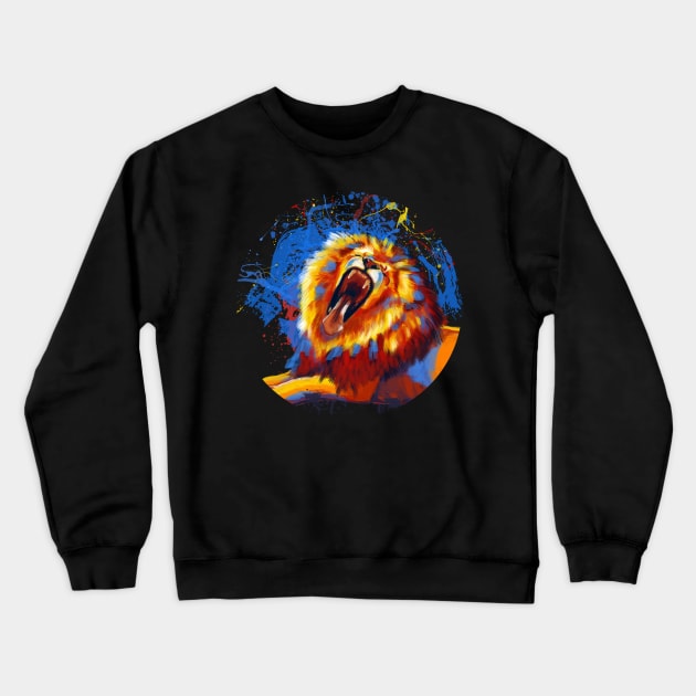 Lion Yawn Crewneck Sweatshirt by Flo Art Studio